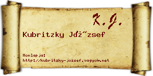 Kubritzky József névjegykártya